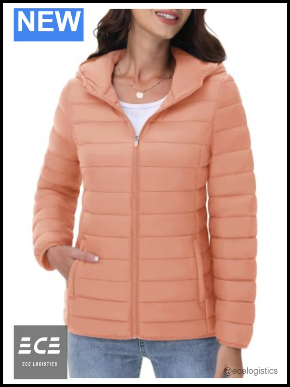 Women's Lightweight Quilted Puffer Jacket Hooded Water Resistant Nylon